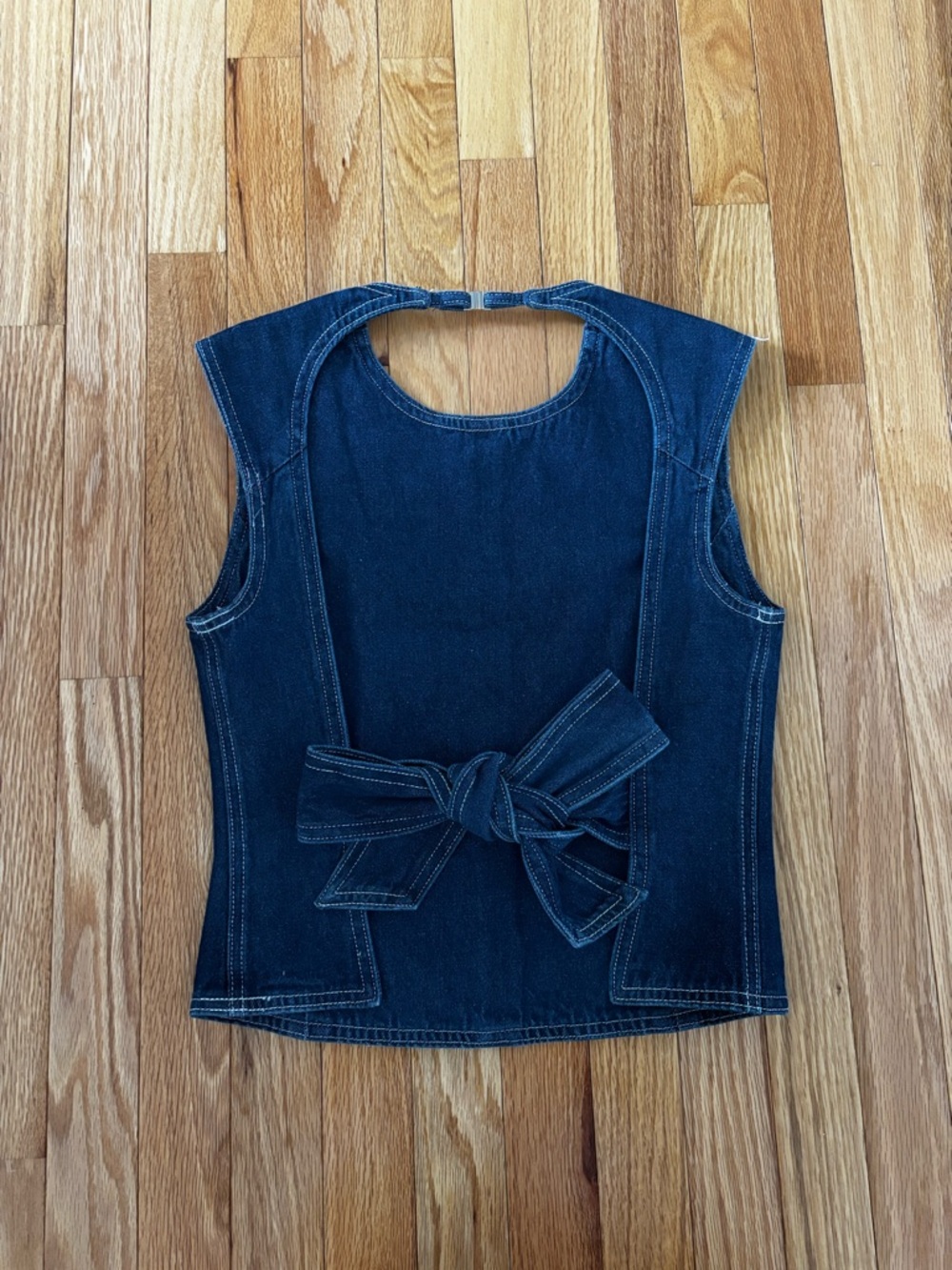 Lioness Dark Blue Denim Tie-Back Tank Top